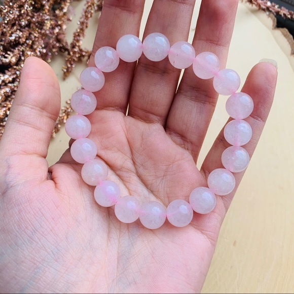 Rose Quartz Bracelet Natural Gemstone Elastic stretch Healing Bracelet - Picture 2 of 2